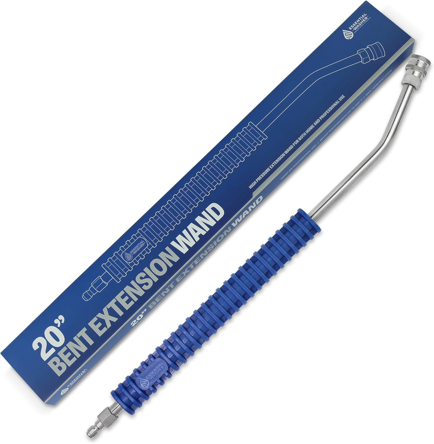 71IS8byyFkL._AC_SL1500_ Essential Washer Pressure Washer Wand Extension | 20" Curved Stainless Steel With Molded Grip | 4000 PSI - Image 1