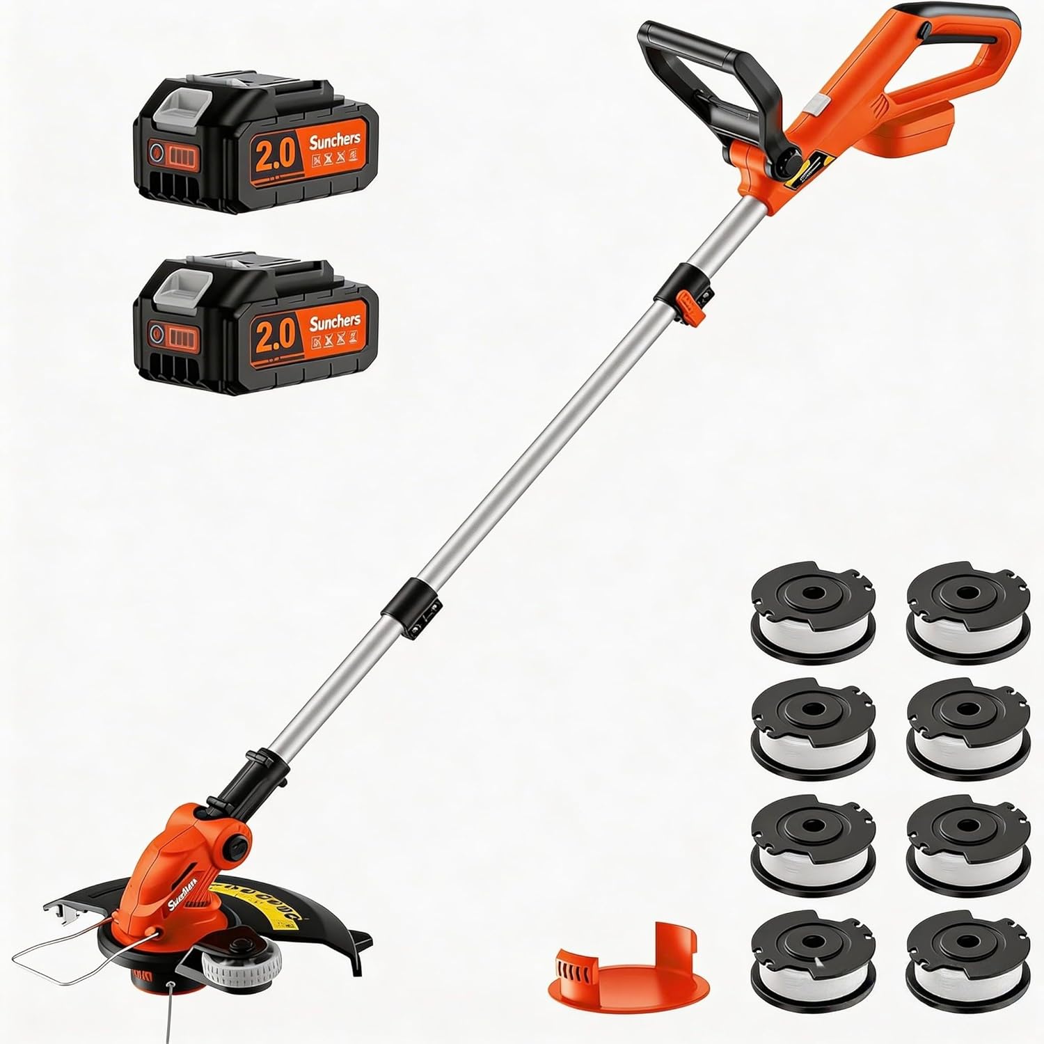 71TOphmjlkL._AC_SL1500_ 20V 12" Cordless String Trimmer With 2 X 2.0Ah Battery and Charger, Electric Grass Trimmer Battery Powered Eater String, Edger Lawn Tool Grass Cutter With 8pcs Line, Lawn Mover For Garden Yard, Orange - Image 1