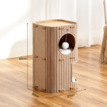 Latte Square 2-Layer Multi-Level Cat House – Premium Hard Felt Climbing Frame with Scratching Board