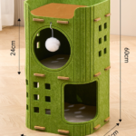 Matcha Square 2-Layer Multi-Level Cat House – Premium Hard Felt Climbing Frame with Scratching Board