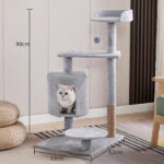 90cm Plush Cat Condo (Grey) – Soft Cat Tree with Scratching Post