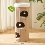 Latte Tree 3-Layer Multi-Level Cat House – Premium Hard Felt Cat Tunnel, Scratching Board & Nest