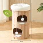 Latte Tree 2-Layer Multi-Level Cat House – Premium Hard Felt Cat Tunnel, Scratching Board & Nest
