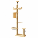Purradise Climber Luxury Ceiling Cat Condo Tower with Solid Wood Platforms & Scratching Posts