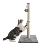 88 cm Light Grey Cat Scratching Post / Pole – Plush & Sisal