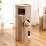 Latte Square 3-Layer Multi-Level Cat House – Premium Hard Felt Climbing Frame with Scratching Board