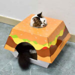 Hamburger Box Cat Bed & Scratch Board (Corrugated)