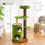132cm Forest Castle Solid Wood Cat Climbing Tree House & Scratching Post