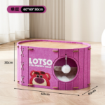 One Layer Strawberry Bear Cat House Kitty Nest and Scratching Board – Premium Hard Felt