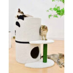 Double‑Story Panda Cat Condo & Scratch Post Tree