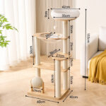 133cm Paws & Play Castle Solid Wood Cat Condo – Premium Indoor Tower