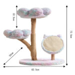 72.5cm Summer Flower Cat Tree – Solid Wood Climbing Frame with Scratching Post